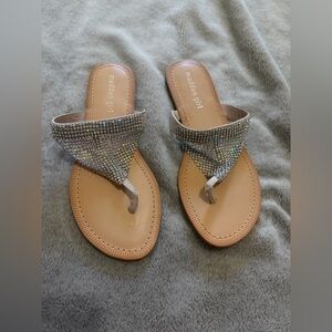Madden Girl Rhinestone Tan Sandals